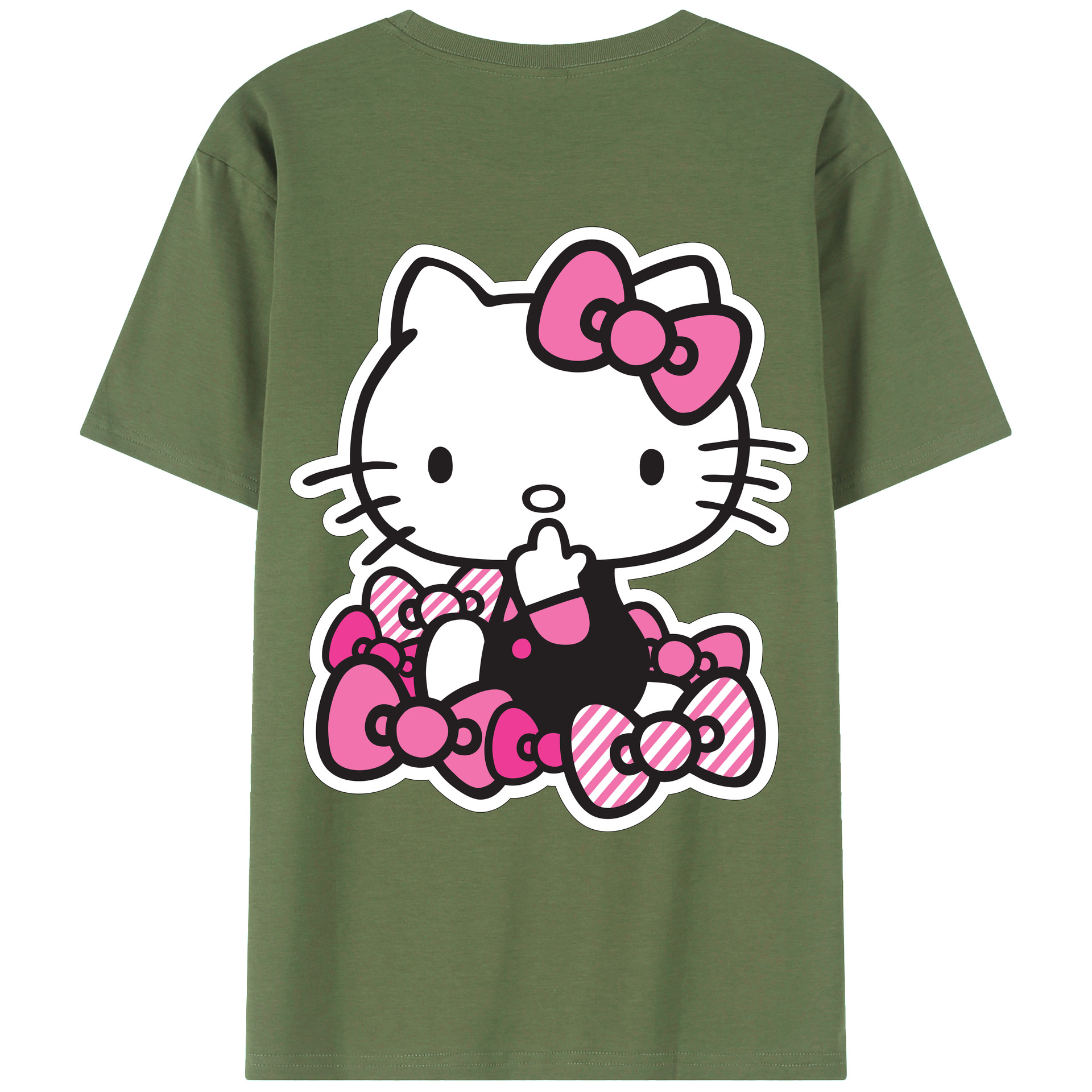 （画像用） Hello Kitty ハローキティ 綿100％ メンズ半袖Tシャツ（バックプリント） 通気性